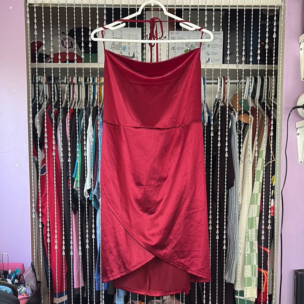 Red Satin Mini Dress